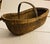 Antique 19Th Century French Harvest Gathering Basket Woven With Curved Wood Handle & Rim For Sale - Image 4 of 12