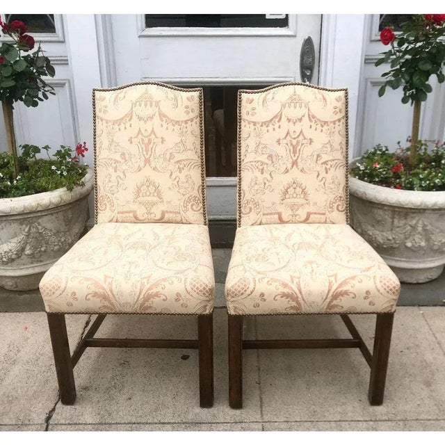 Fortuny Upholstered Antique Chinese Chippendale Designer Chair 1 of 2 For Sale In Los Angeles - Image 6 of 8