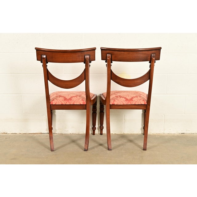 Wood Baker Furniture Style English Regency Carved Mahogany Dining Chairs, Set of Eight For Sale - Image 7 of 14
