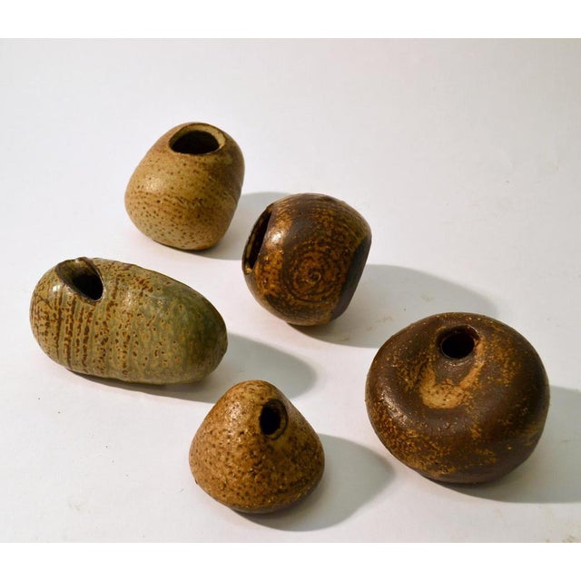 Studio Ceramic Pebble Vases in Earth Tones by Jaan Mobach, 1967, Set of 13 For Sale - Image 4 of 15