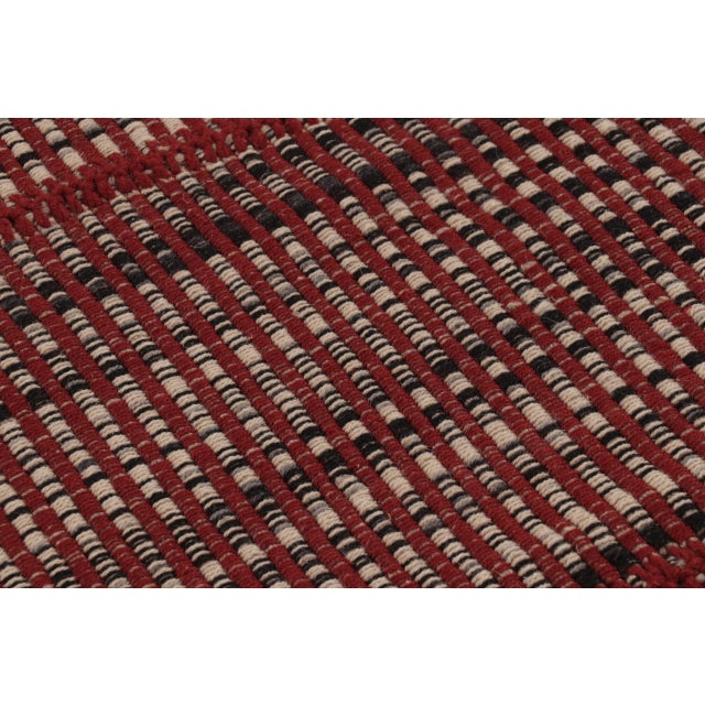 Rug & Kilim's Contemporary Kilim, Red and Beige with Black Textural Stripes For Sale In New York - Image 6 of 10