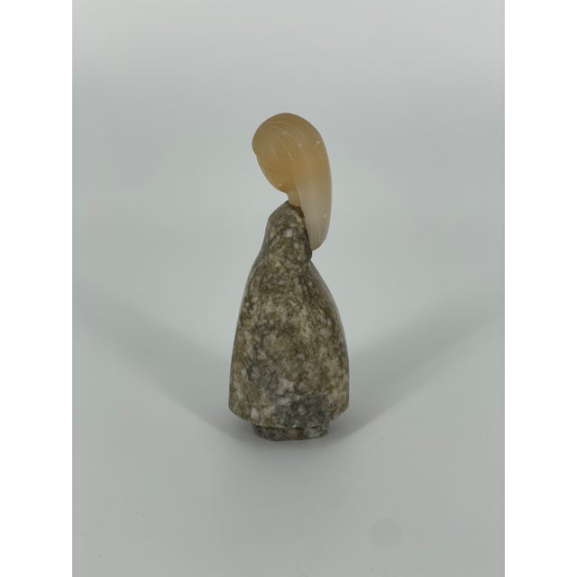 Folk Art Russian Folk Art Carved Girl Figurine For Sale - Image 3 of 6