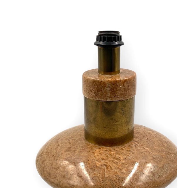Hollywood Regency Pink Granite and Brass Table Lamp Base, Italy, 1970s For Sale - Image 15 of 18