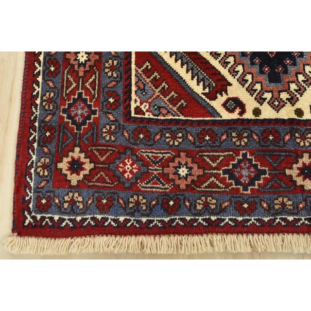 Yalameh Rug 5'1'' X 6'7'' Ivory Wool Vintage Tribal Hand-Knotted Oriental Carpet For Sale - Image 10 of 13
