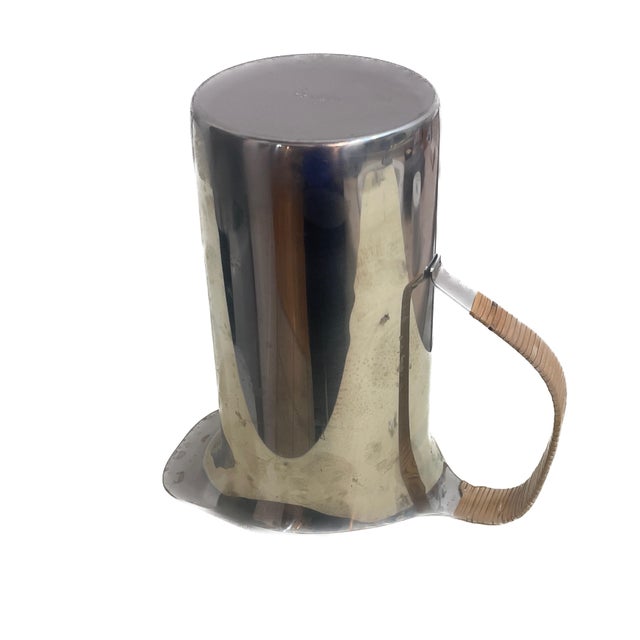 Mid 20th Century Mid 20th Century Dana / Dfa Stainless Steel Pitcher With Rattan Handle | Met Collection Design | Danish Art Deco Modernism For Sale - Image 5 of 9