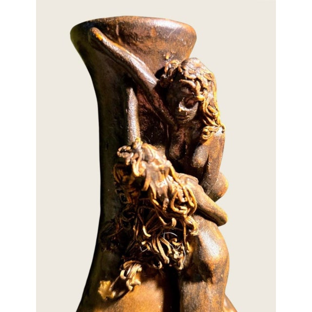 Antique Terra Cotta Vase With Two Mermaids and Moon & Stars For Sale - Image 4 of 11