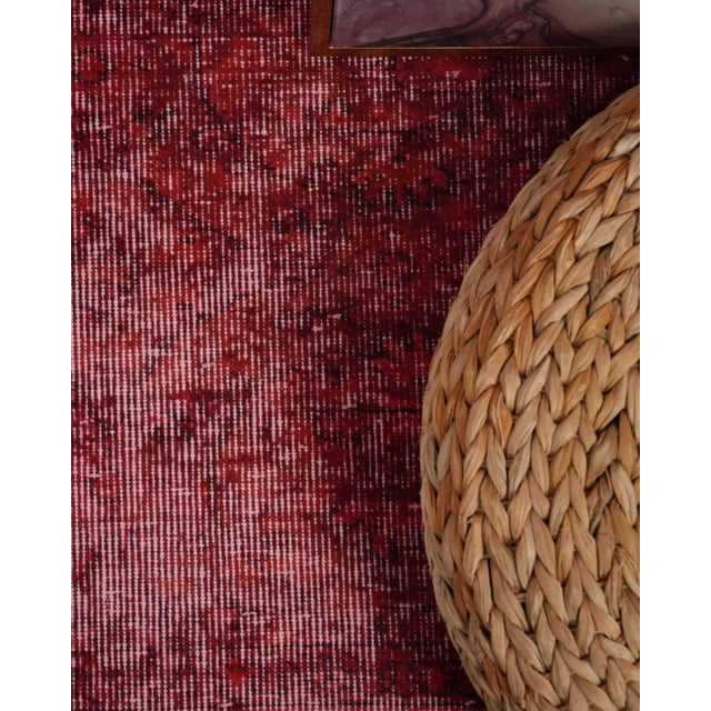 Turkish 1970s Vintage Turkish Oushak Handmade Wool Cotton Red Area Rug For Sale - Image 3 of 11