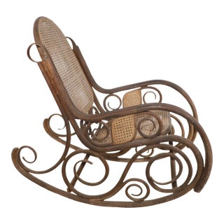 Oversize Bentwood Thonet Style Rocking Chair as Is For Sale