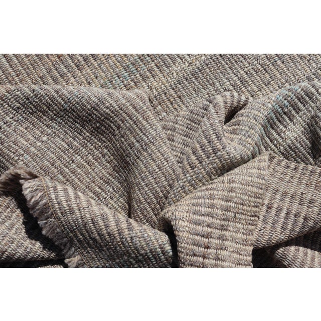 Handwoven Textured Kilim Rug in Soft Gray and Light Blue Tones 9'3 X 12'4 For Sale - Image 9 of 10