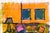 Cubist Living Room Interior Scene in Orange, Green & Blue by Michael William Eggleston For Sale - Image 4 of 8