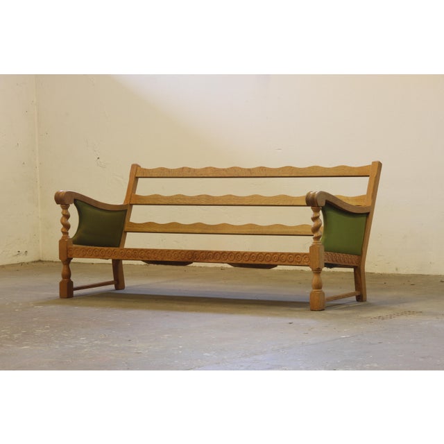 Brown Low Back Three-Seater Sofa in Oak by Henning Kjærnulf, 1960s For Sale - Image 8 of 14
