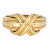 C1990 Vintage Tiffany & Co X Ring 18k Yellow Gold Band Sz 5 Signed Jewelry For Sale