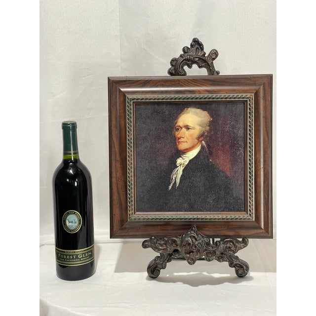 Portraiture Title Alexander Hamilton Hand-Textured Portrait Print After John Trumbull in Vintage Frame For Sale - Image 3 of 11
