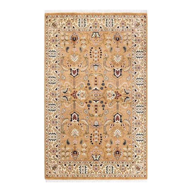 Mogul, One-of-a-Kind Hand-Knotted Area Rug in Yellow, 4' 2" x 6' 5" For Sale