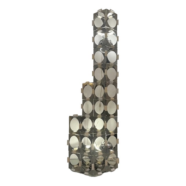 Modular Floor Lamp in Brushed and Polished Stainless Steel from Reggiani, Italy, 1970s For Sale