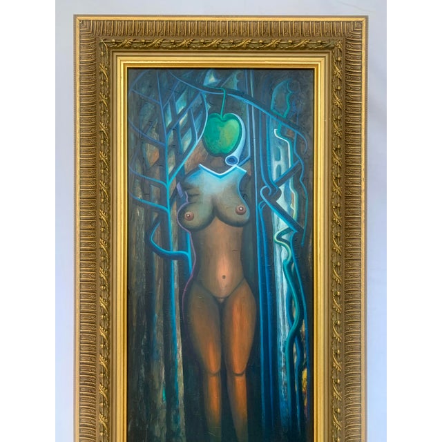 1980s "Eve" Surrealist Figurative Female Oil Painting by Eric Jean-Louis, Framed For Sale In Baltimore - Image 6 of 10