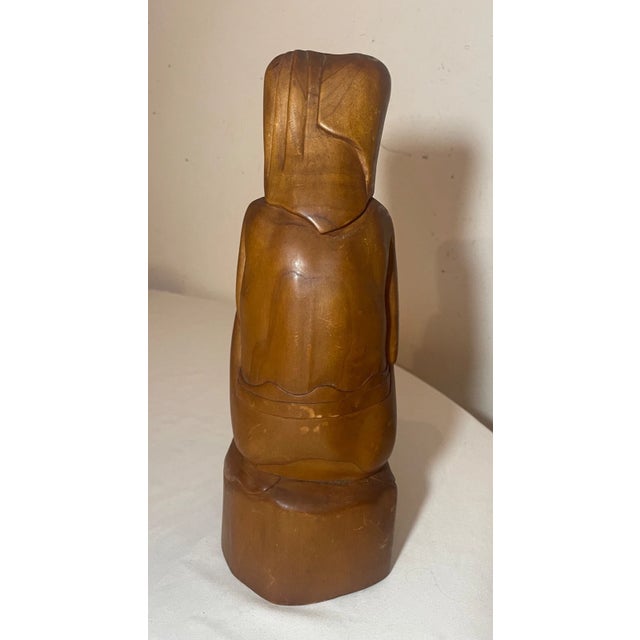 Antique Hand Carved Wood Nude Indonesian Pregnant Lady Woman Folk Art Sculpture For Sale - Image 11 of 12