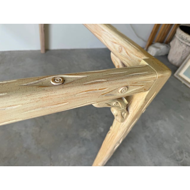 Hollywood Regency Carved Faux Bois Cerused Rectangular Dining Table Base For Sale - Image 10 of 12