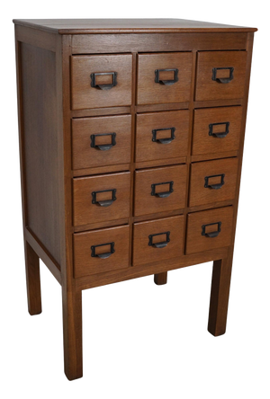 Vintage Dutch Oak Apothecary / Filing Cabinet, 1930s