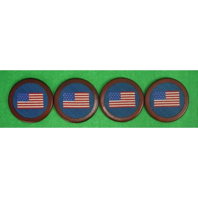 Set of 4 Smathers & Branson Hand Needlepoint Usa Flag Coasters - (Nwot) For Sale - Image 4 of 4
