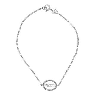 .925 Sterling Silver Diamond Accent MOM Charm Bracelet (J-K Color, I2-I3 Clarity) - 7" Inches For Sale