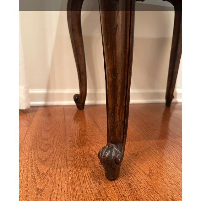 French Provincial Parquetry Side Table With Inlaid Top — 26" Square For Sale - Image 4 of 9