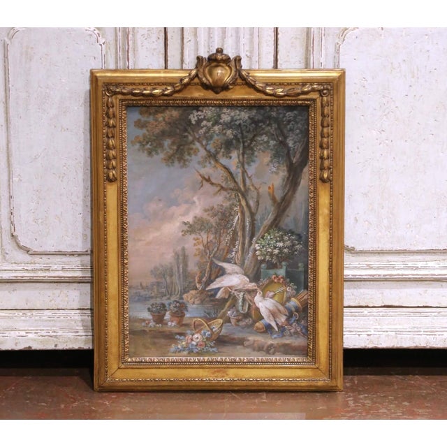Pair of 18th Century French Louis XVI Framed Watercolors With Protective Glass For Sale - Image 4 of 14