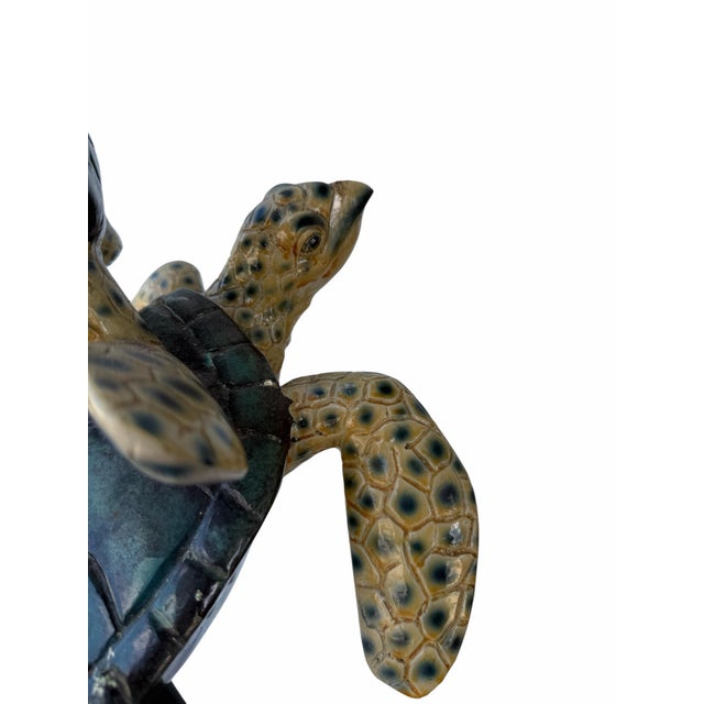 Metal G. Mancini Signed & Numbered Bronze "Friendship" Sea Turtle Wave Sculpture For Sale - Image 7 of 9
