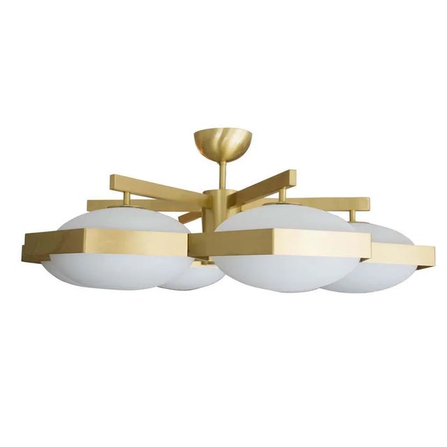 Beehive flash mount ceiling light, Blown Murano Glass on polished brass structure. Up to 250V (Europe/UK Standard).The...