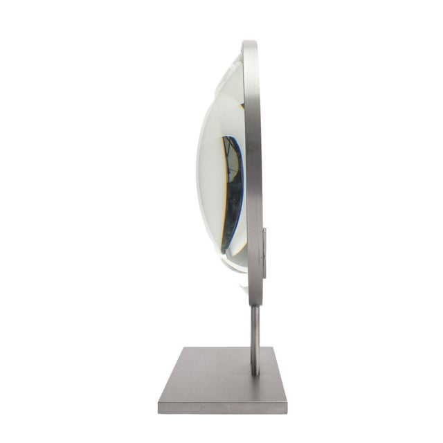 Industrial Ground & Polished Convex Glass Lens Mounted on a Custom Stand For Sale - Image 3 of 8