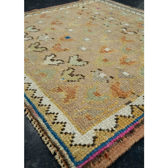 Turkish Turkish Mini Rug Oriental Hand Knotted Vintage Rug 2'5" x 2'5" #16231 For Sale - Image 3 of 8