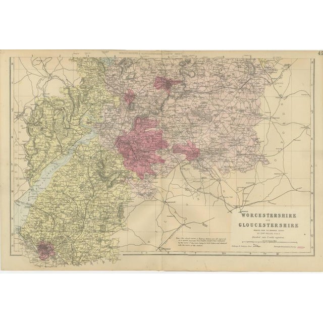 Worcestershire & Gloucestershire South Sheet Map by Edward Weller, 1885 For Sale - Image 9 of 9