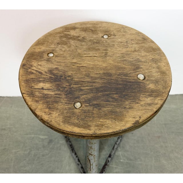 Industrial Grey Workshop Stool, 1960s For Sale - Image 6 of 18