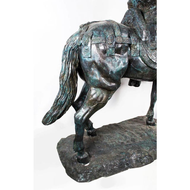 Life Size Roman Armoured Cavalry Officer on Horseback, 20th Century, Bronze For Sale - Image 14 of 18