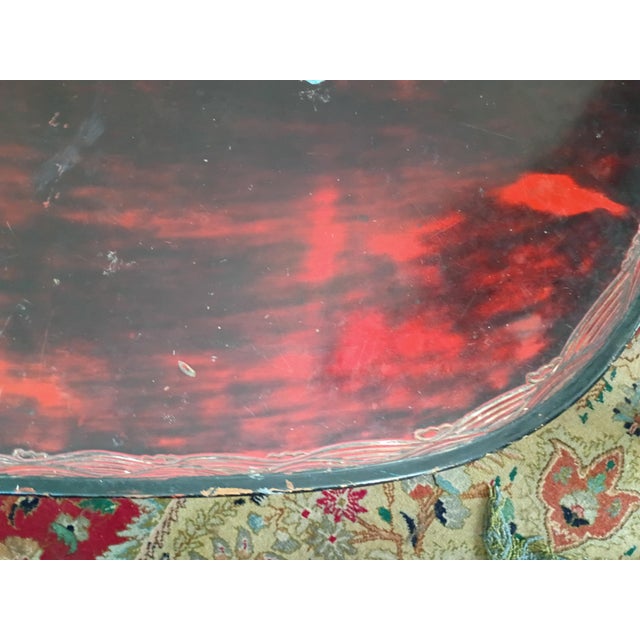 Black Asian Mid-Century Low Inlaid Table in Red and Black Lacquer For Sale - Image 8 of 11