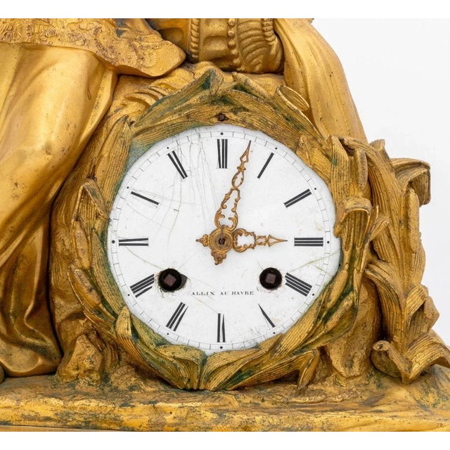 Early 19th Century French Empire Gilt Bronze Figural Clock For Sale - Image 5 of 14