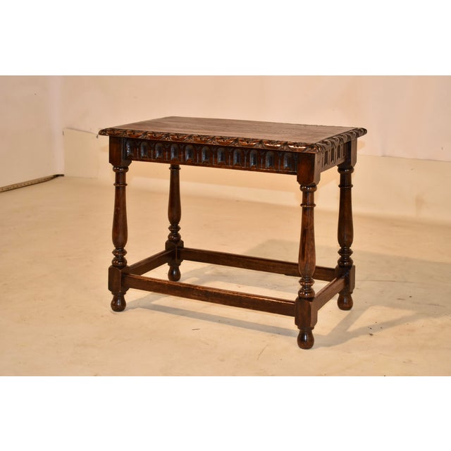 Late 19th Century English Oak Carved Stool For Sale - Image 4 of 7