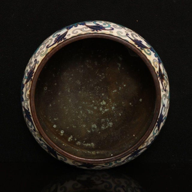 Late 20th Century Late 20th Century Cloisonné Enamel Floral Censer With Pierced Bronze Lid For Sale - Image 5 of 9