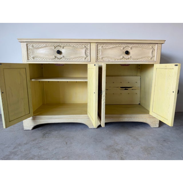Vintage French Provincial Style Carved Wood Sideboard / Buffet Cabinet For Sale - Image 12 of 18