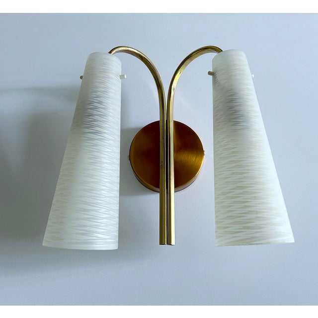 Mid-Century Modern Vintage Glass Wall Light from Hillebrand, 1950s For Sale - Image 3 of 18