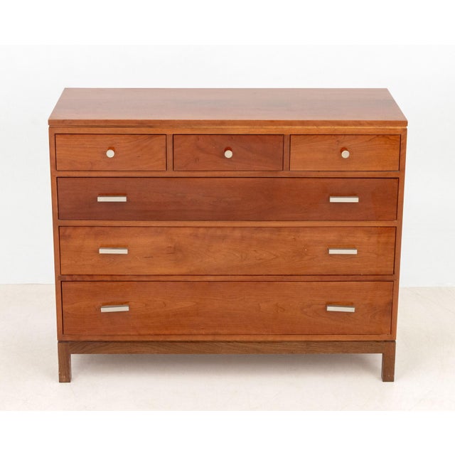 Stickley Cherrywood Chest of Drawers, three short drawers above three long drawers, with chrome-plated hardware, marked...
