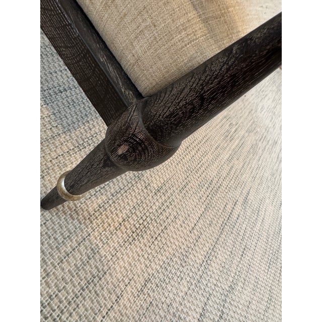 Currey & Company Perrin Black Bench in Finn Natural Fabric For Sale - Image 9 of 12