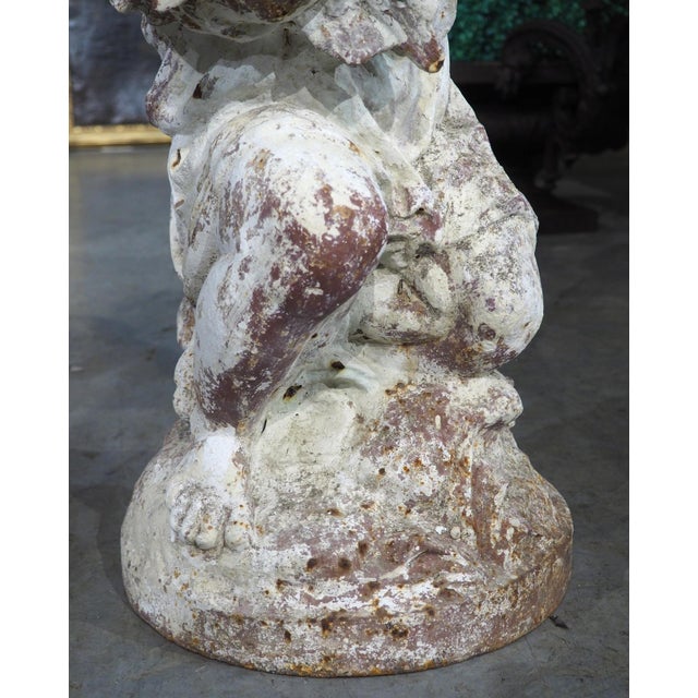 A French 19th Century Painted Cast Iron Fountain Figure, ‘Enfant Au Canard’ For Sale - Image 14 of 18