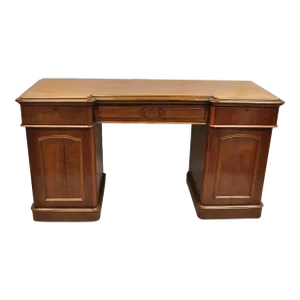 Mid 19th Century Antique English Empire Mahogany 3 Part Pedestal Sideboard Buffet With Drawers