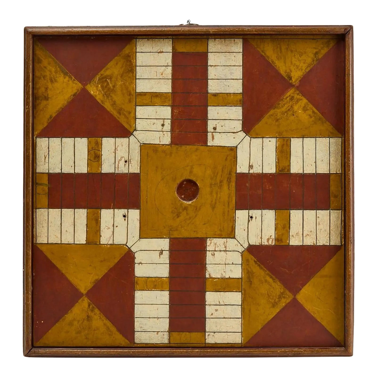 Americana Parcheesi Gameboard With Checkers on the Reverse, 1900 | Chairish