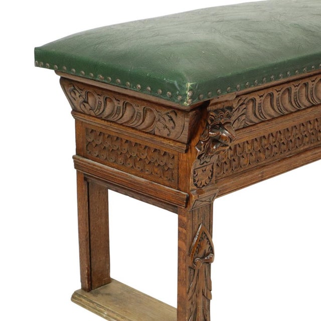 Wood Renaissance Revival Sculpted Oak Bench, 20th Century For Sale - Image 7 of 18