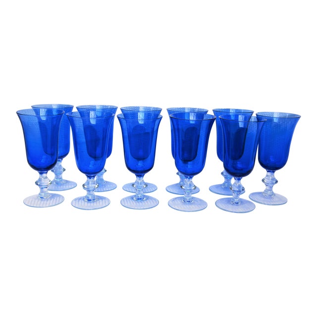 Vintage Royal Blue Wine Glasses Set of 11 Chairish