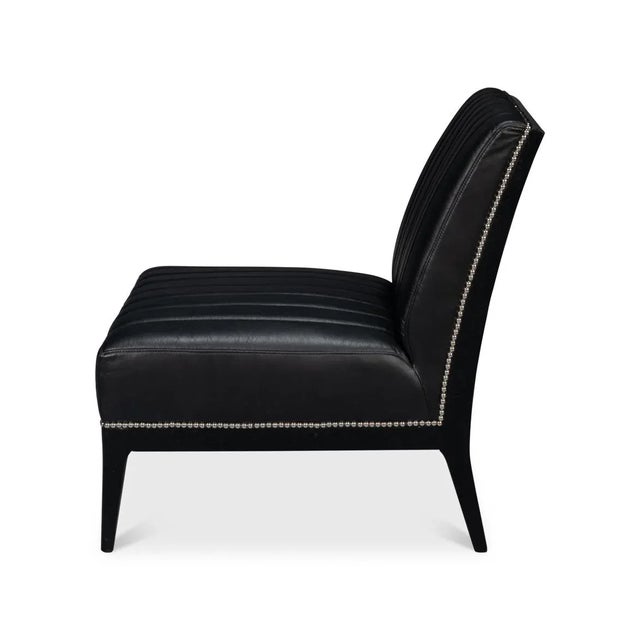 Contemporary Black Leather Accent Chair For Sale - Image 9 of 12
