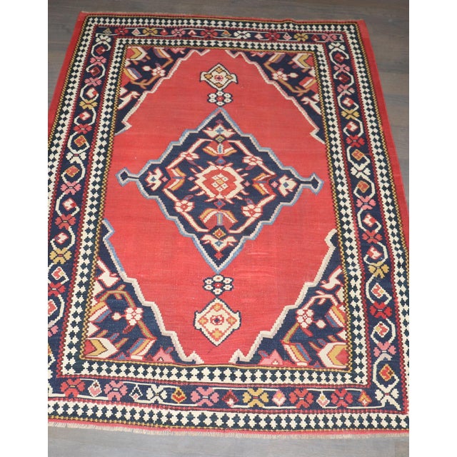 19th Century 19th Century Antique Zabihi Collection Senneh Jewel Toned Kilim For Sale - Image 5 of 10