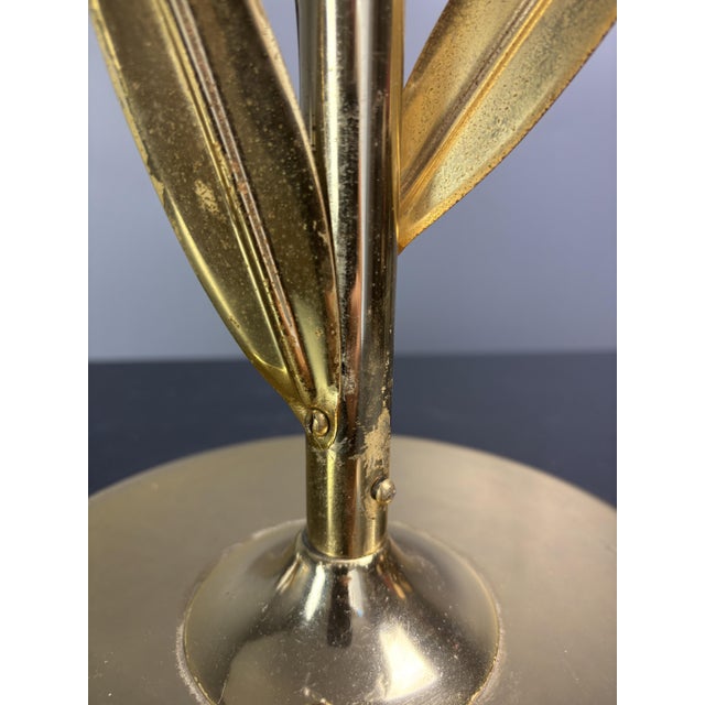 Mid-Century Pencil Reed Rattan Bamboo and Brass Flower Table Desk Lamp, Italy, 1980s For Sale - Image 12 of 15